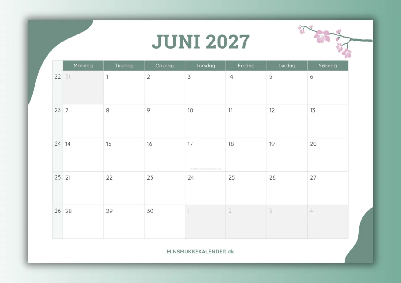 forhåndsvisning af juni 2027 kalender til print - thumbnail til download
